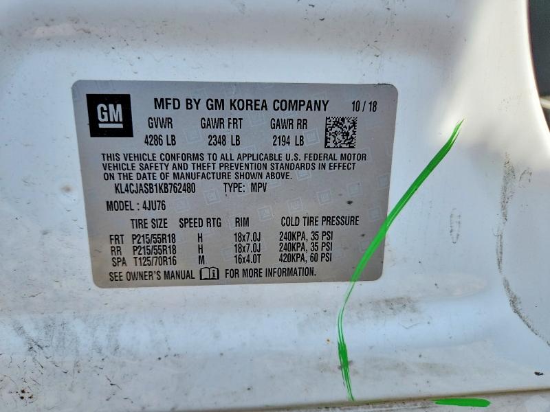 Aukcja sprzedaży 2019 Buick Encore, vin: KL4CJASB1KB762480, numer aukcji: 63158846