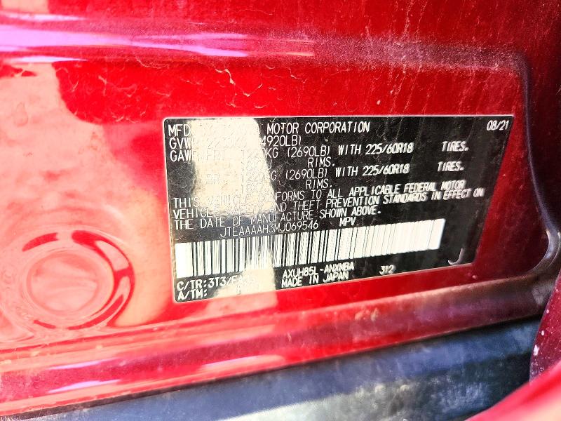 Aukcja sprzedaży 2021 Toyota Venza, vin: JTEAAAAH3MJ069546, numer aukcji: 63387626
