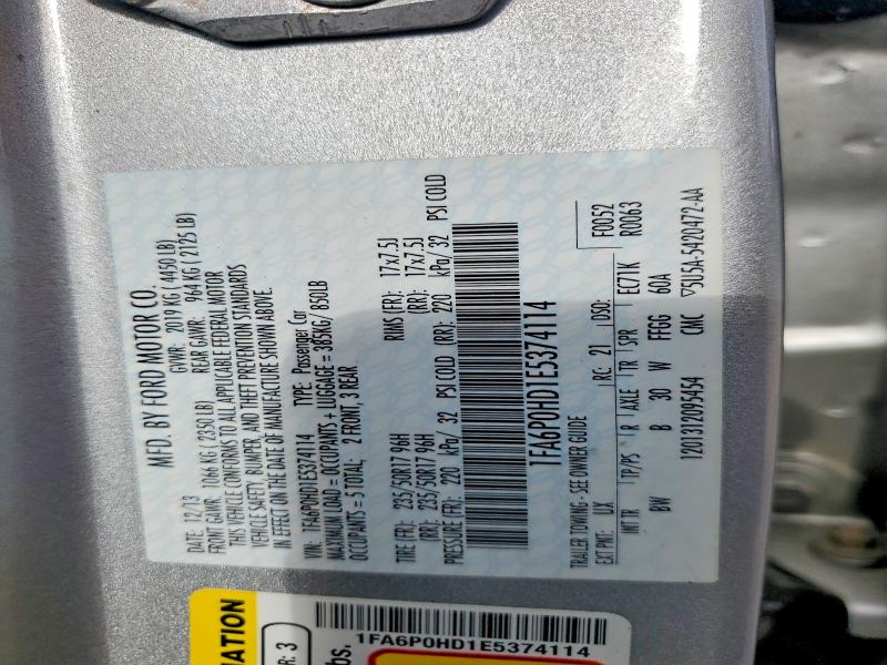 2014 Ford Fusion მანქანა იყიდება აუქციონზე, vin: 1FA6P0HD1E5374114, აუქციონის ნომერი: 61943026