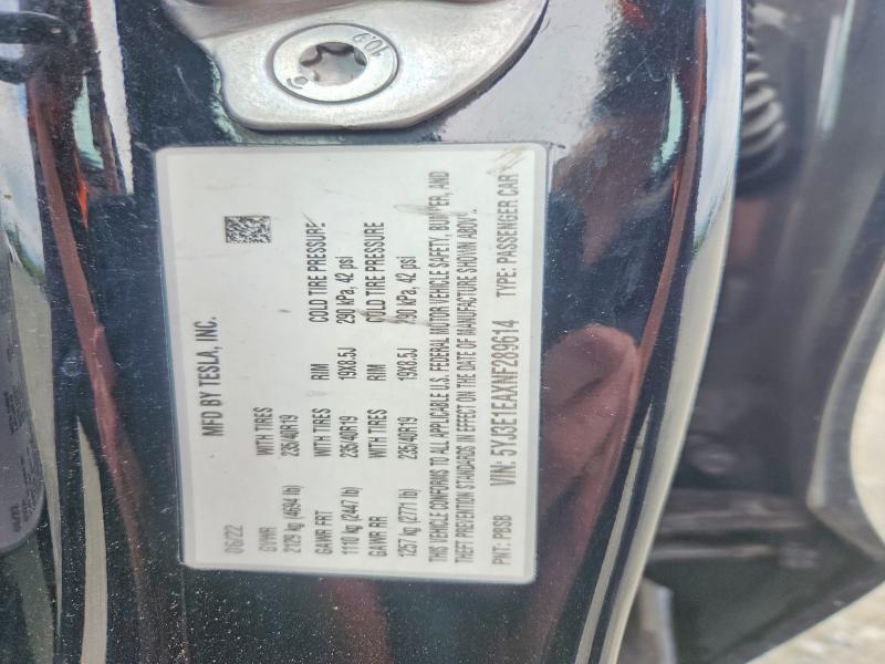 2022 Tesla Model 3 მანქანა იყიდება აუქციონზე, vin: 5YJ3E1EAXNF289614, აუქციონის ნომერი: 61360076