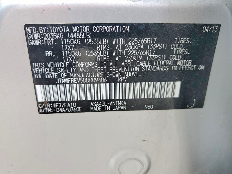 Aukcja sprzedaży 2013 Toyota Rav4, vin: JTMWFREV5DD009406, numer aukcji: 62968216