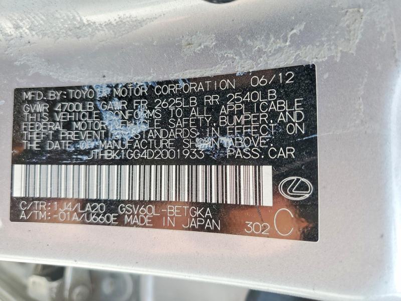Aukcja sprzedaży 2013 Lexus Es, vin: JTHBK1GG4D2001933, numer aukcji: 60144236