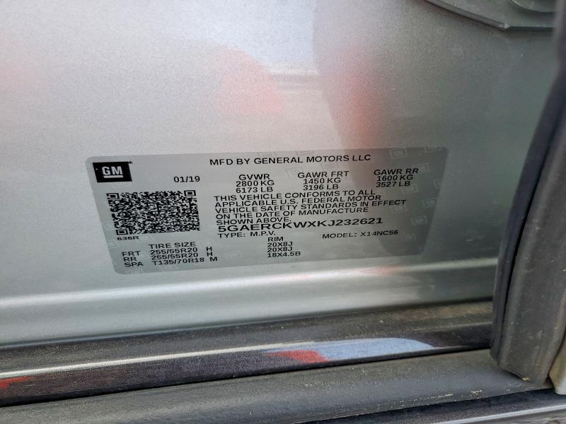 2019 Buick Enclave მანქანა იყიდება აუქციონზე, vin: 5GAERCKWXKJ232621, აუქციონის ნომერი: 62032186