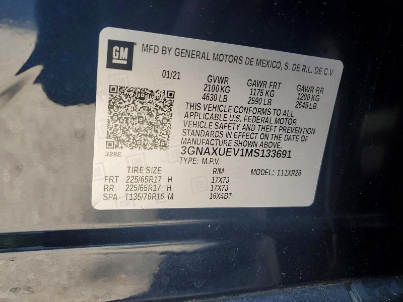 Продажа на аукционе авто 2021 Chevrolet Equinox, vin: 3GNAXUEV1MS133691, номер лота: 60079846