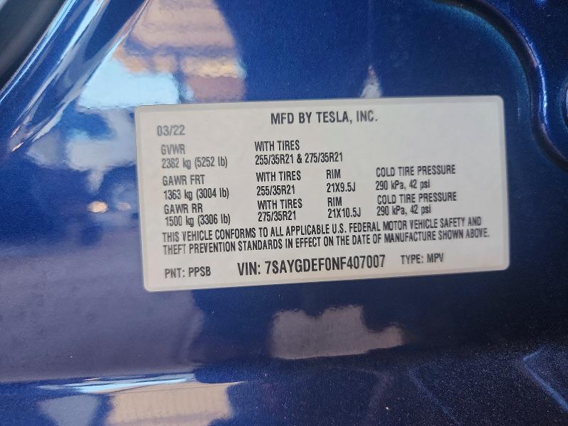 Aukcja sprzedaży 2022 Tesla Model Y, vin: 7SAYGDEF0NF407007, numer aukcji: 59339056