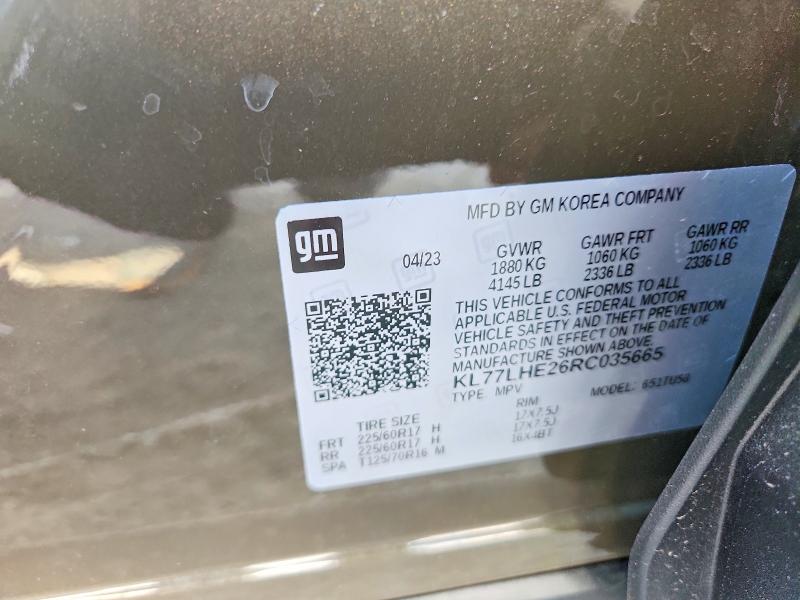 Aukcja sprzedaży 2024 Chevrolet Trax, vin: KL77LHE26RC035665, numer aukcji: 60891406