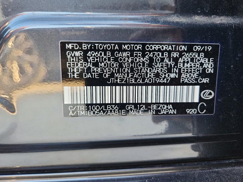 62717036 :رقم المزاد ، JTHEZ1BL6LA019447 vin ، 2020 Lexus Gs مزاد بيع
