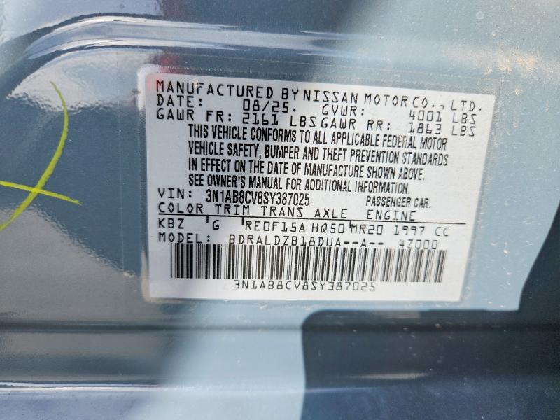 2025 Nissan Sentra მანქანა იყიდება აუქციონზე, vin: 3N1AB8CV8SY387025, აუქციონის ნომერი: 61062246