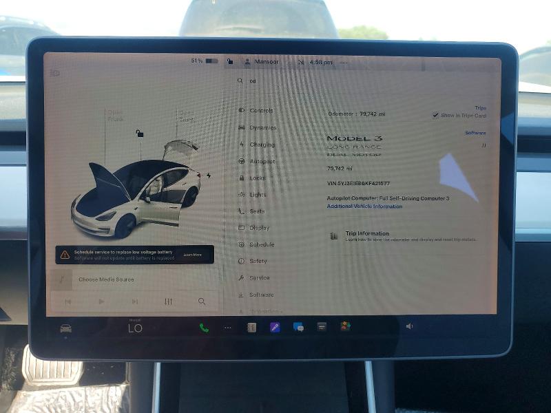 59247746 :رقم المزاد ، 5YJ3E1EB6KF421577 vin ، 2019 Tesla Model 3 مزاد بيع