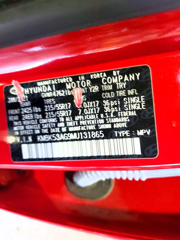 2021 Hyundai Kona მანქანა იყიდება აუქციონზე, vin: KM8K53AG9MU131865, აუქციონის ნომერი: 63054066