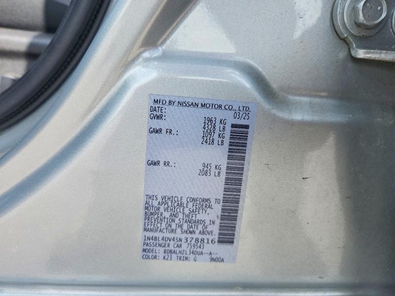 2025 Nissan Altima მანქანა იყიდება აუქციონზე, vin: 1N4BL4DV4SN378816, აუქციონის ნომერი: 62613686