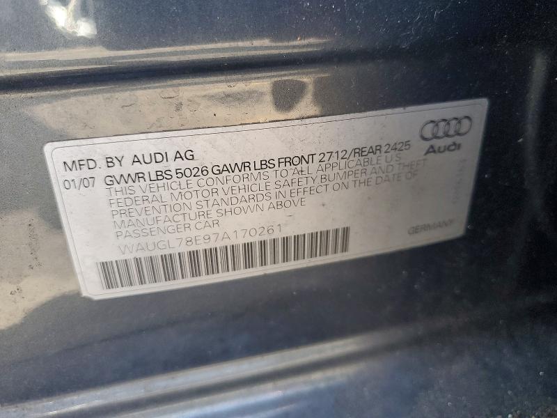 Продажа на аукционе авто 2007 Audi New S4, vin: WAUGL78E97A170261, номер лота: 60323706