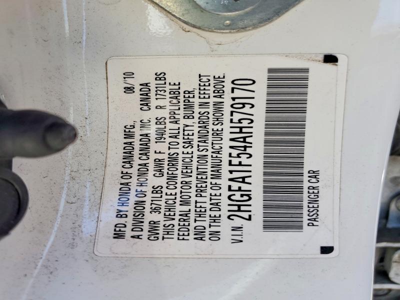 Продаж на аукціоні авто 2010 Honda Civic, vin: 2HGFA1F54AH579170, номер лоту: 61022326