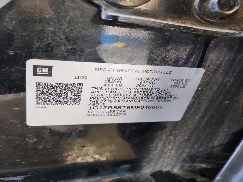 2021 Chevrolet Malibu მანქანა იყიდება აუქციონზე, vin: 1G1ZB5ST6MF040665, აუქციონის ნომერი: 63155706
