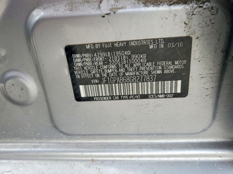 2016 Subaru Impreza მანქანა იყიდება აუქციონზე, vin: JF1GPAB68G8277837, აუქციონის ნომერი: 63024926