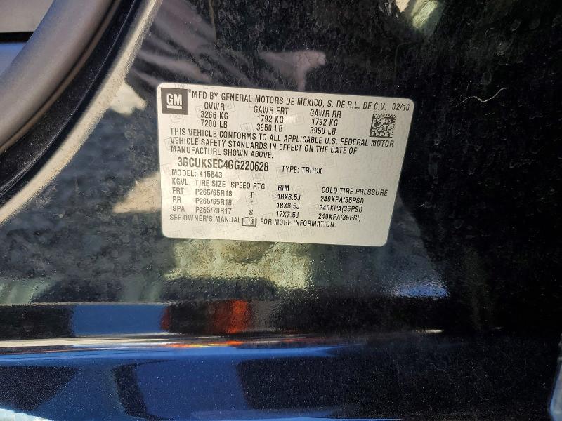 Продажа на аукционе авто 2016 Chevrolet Silverado, vin: 3GCUKSEC4GG220628, номер лота: 62645376