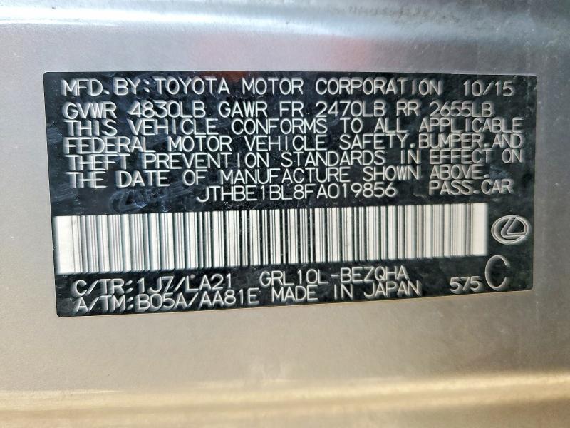 Продаж на аукціоні авто 2015 Lexus Gs, vin: JTHBE1BL8FA019856, номер лоту: 61692266
