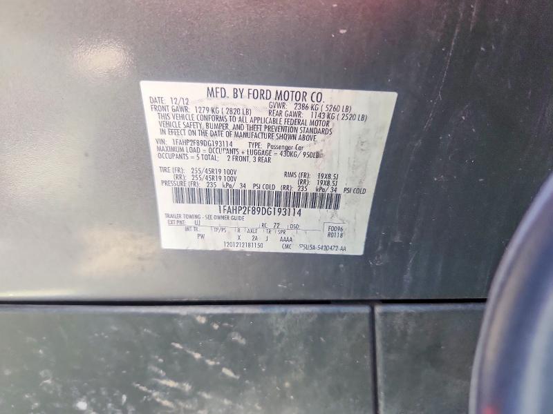 62592926 :رقم المزاد ، 1FAHP2F89DG193114 vin ، 2013 Ford Taurus مزاد بيع