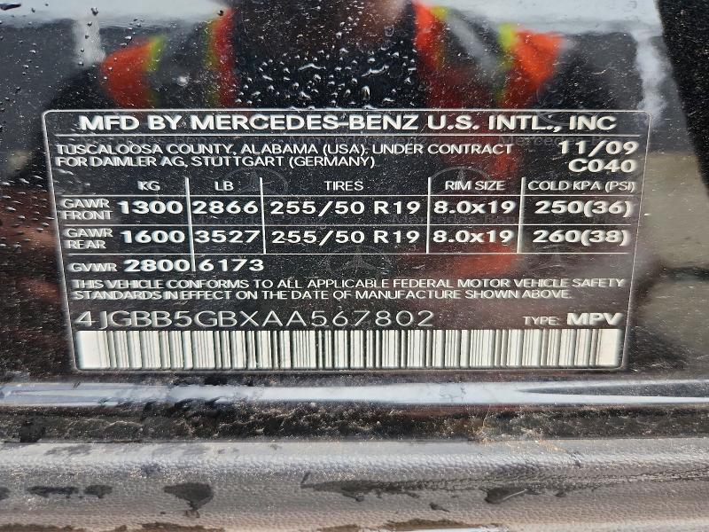 Aukcja sprzedaży 2010 Mercedes-benz Ml, vin: 4JGBB5GBXAA567802, numer aukcji: 60371806