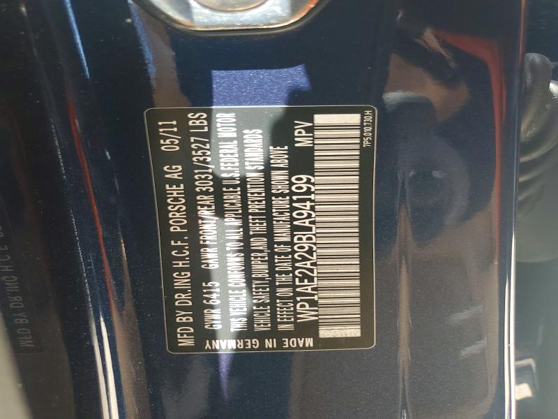 Продаж на аукціоні авто 2011 Porsche Cayenne, vin: WP1AE2A29BLA94199, номер лоту: 61703146