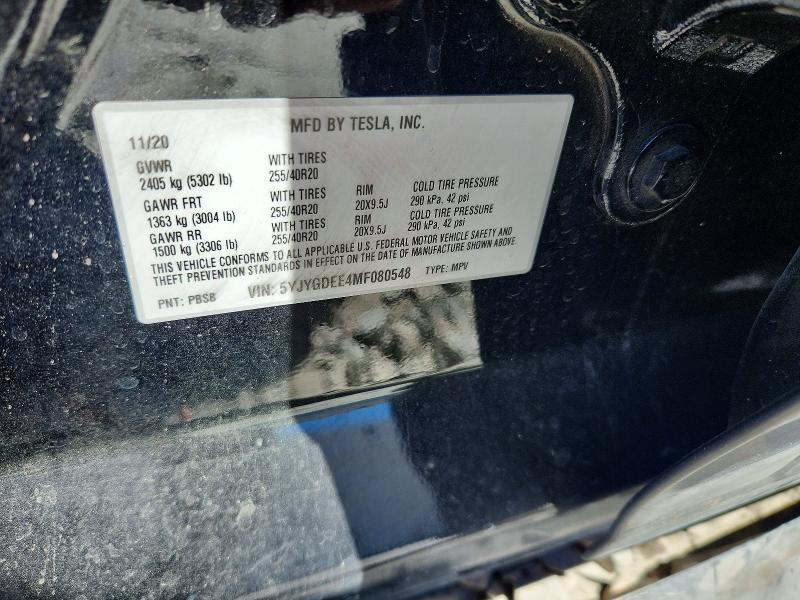 Aukcja sprzedaży 2021 Tesla Model Y, vin: 5YJYGDEE4MF080548, numer aukcji: 60510966