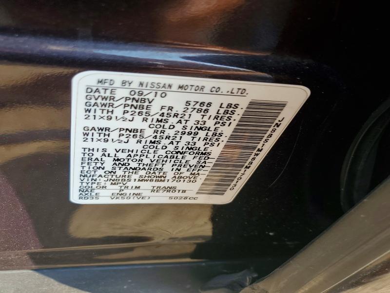 Aukcja sprzedaży 2011 Infiniti Fx50, vin: JN8BS1MW6BM170130, numer aukcji: 61477136