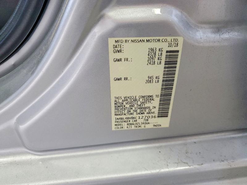 62198956 :رقم المزاد ، 1N4BL4BV8KC127036 vin ، 2019 Nissan Altima مزاد بيع