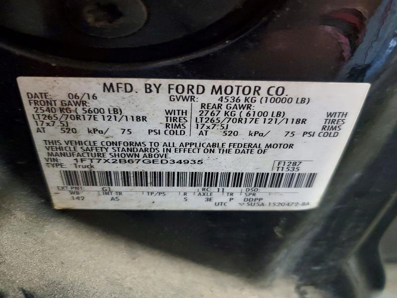 2016 Ford F250 მანქანა იყიდება აუქციონზე, vin: 1FT7X2B67GED34935, აუქციონის ნომერი: 59097416