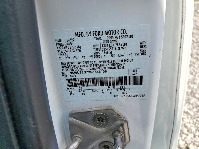 Продаж на аукціоні авто 2022 Ford Transit Connect, vin: NM0LS7S73N1546106, номер лоту: 60710446