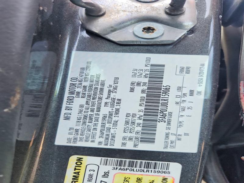 57611436 :رقم المزاد ، 3FA6P0LU0LR159065 vin ، 2020 Ford Fusion مزاد بيع