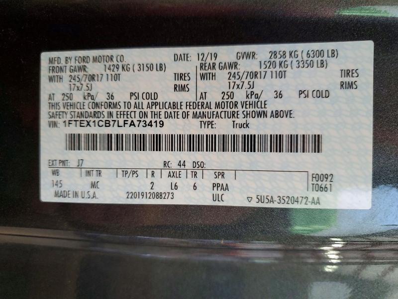 Aukcja sprzedaży 2020 Ford F150, vin: 1FTEX1CB7LFA73419, numer aukcji: 59840216