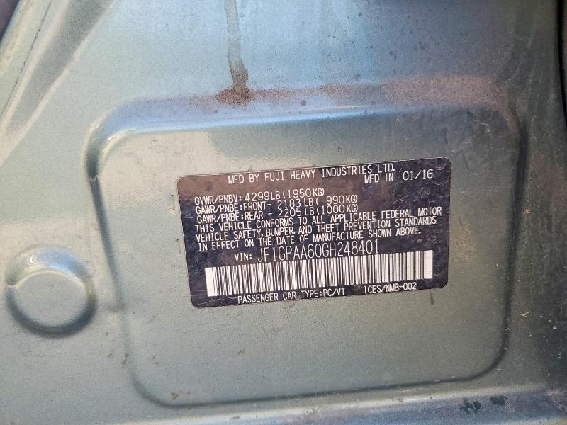 2016 Subaru Impreza მანქანა იყიდება აუქციონზე, vin: JF1GPAA60GH248401, აუქციონის ნომერი: 61116356