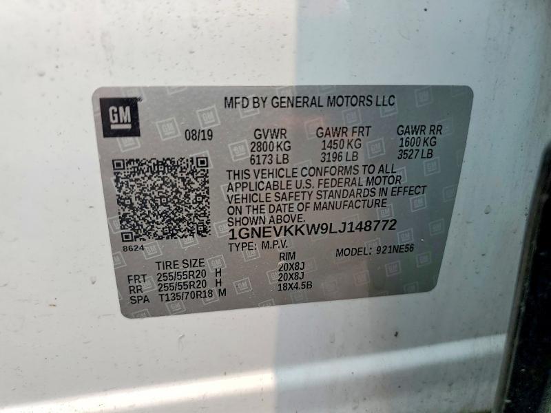 Продажа на аукционе авто 2020 Chevrolet Traverse, vin: 1GNEVKKW9LJ148772, номер лота: 61588656