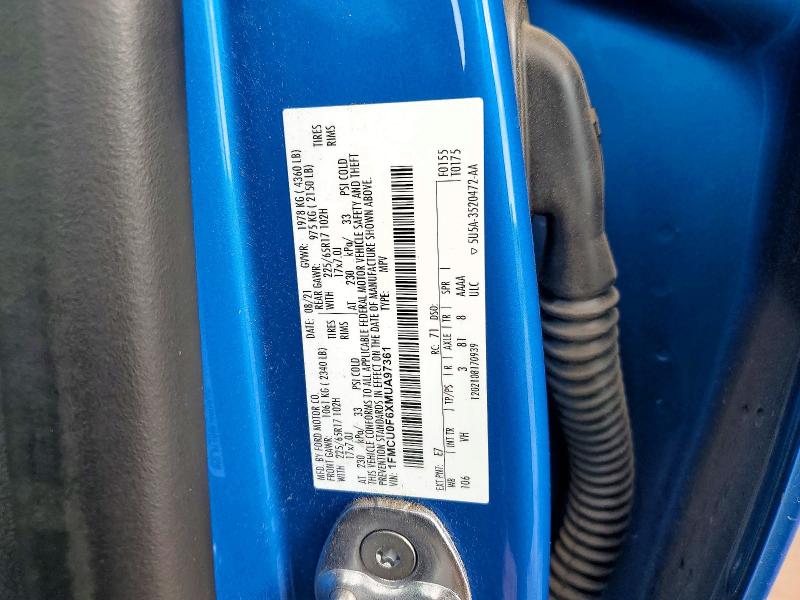 Auction sale of the 2021 Ford Escape, vin: 1FMCU0F6XMUA97361, lot number: 61031786