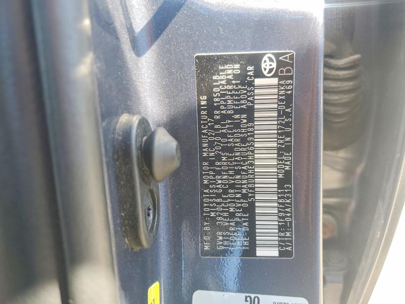 Продаж на аукціоні авто 2017 Toyota Corolla, vin: 5YFBURHE3HP659189, номер лоту: 60689606