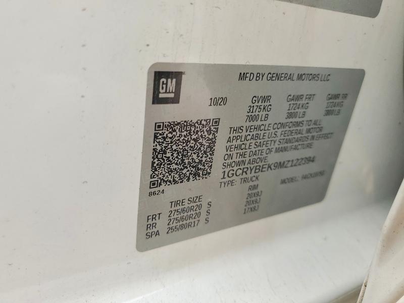 Продаж на аукціоні авто 2021 Chevrolet Silverado, vin: 1GCRYBEK9MZ122394, номер лоту: 61363886