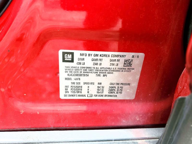 Продаж на аукціоні авто 2016 Buick Encore, vin: KL4CJCSB2GB726154, номер лоту: 59723976
