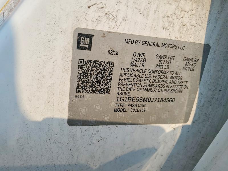 60653856 :رقم المزاد ، 1G1BE5SM0J7184560 vin ، 2018 Chevrolet Cruze مزاد بيع