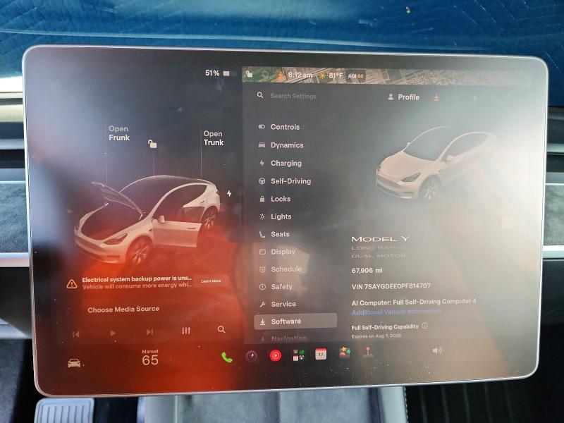 Aukcja sprzedaży 2023 Tesla Model Y, vin: 7SAYGDEE0PF814707, numer aukcji: 61324186