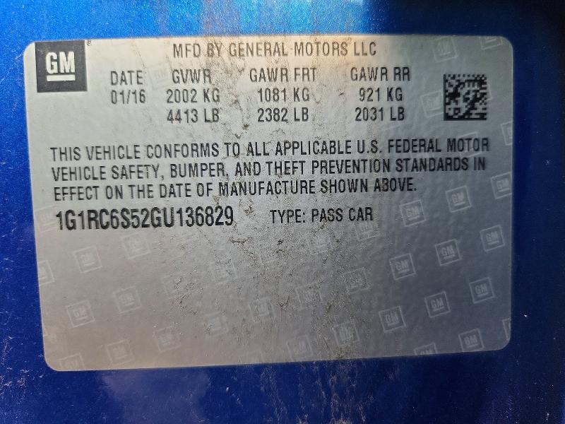 Продаж на аукціоні авто 2016 Chevrolet Volt, vin: 1G1RC6S52GU136829, номер лоту: 62493906