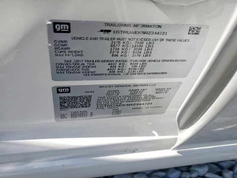 Продаж на аукціоні авто 2024 Gmc Sierra, vin: 1GTRUAEK5RZ344721, номер лоту: 59245876