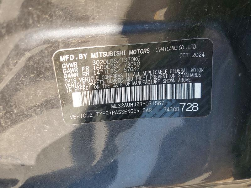 2024 Mitsubishi Mirage მანქანა იყიდება აუქციონზე, vin: ML32AUHJ2RH031567, აუქციონის ნომერი: 64408366
