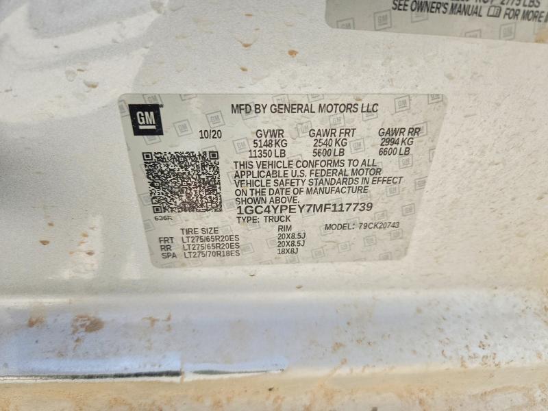 60331056 :رقم المزاد ، 1GC4YPEY7MF117739 vin ، 2021 Chevrolet Silverado مزاد بيع
