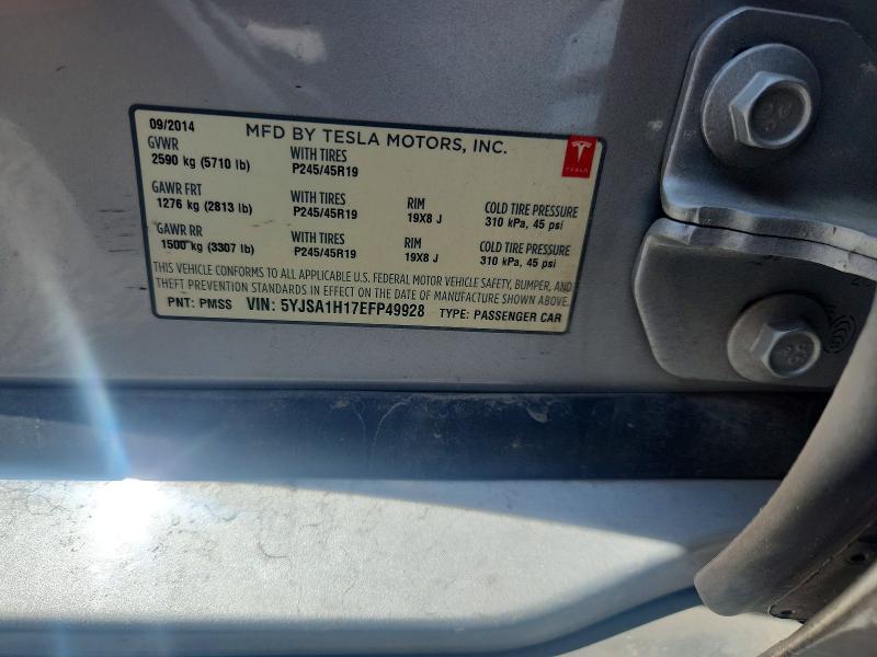2014 Tesla Model S მანქანა იყიდება აუქციონზე, vin: 5YJSA1H17EFP49928, აუქციონის ნომერი: 63347316
