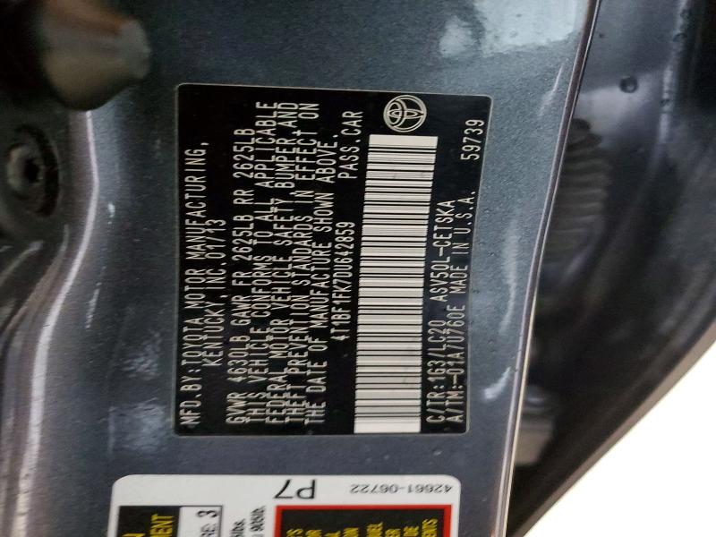 Aukcja sprzedaży 2013 Toyota Camry, vin: 4T1BF1FK7DU642859, numer aukcji: 63228316