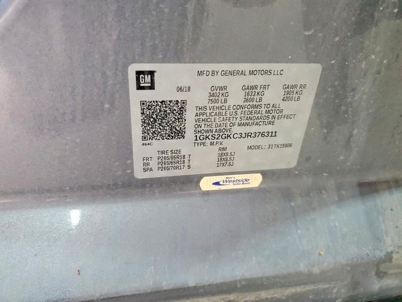 Продажа на аукционе авто 2018 Gmc Yukon Xl, vin: 1GKS2GKC3JR376311, номер лота: 62918596