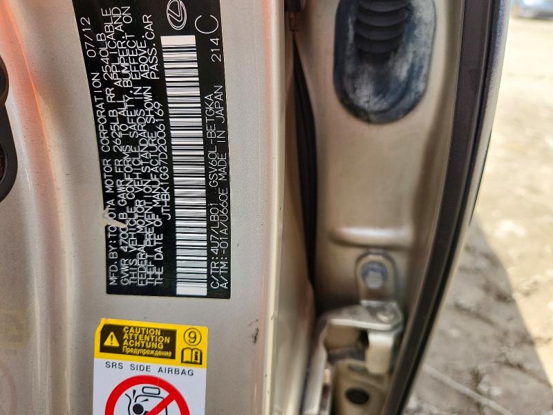 60183506 :رقم المزاد ، JTHBK1GG7D2006169 vin ، 2013 Lexus Es مزاد بيع
