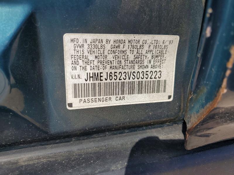 Продаж на аукціоні авто 1997 Honda Civic, vin: JHMEJ6523VS035223, номер лоту: 63252776