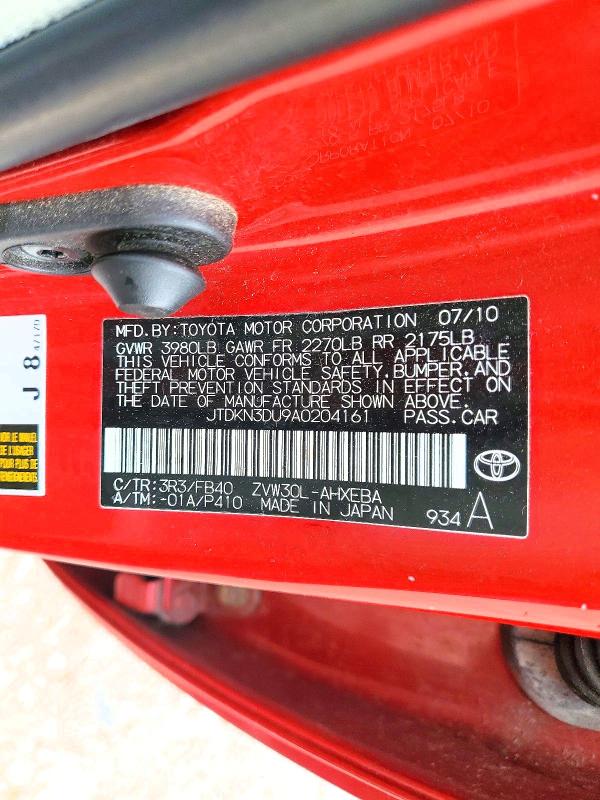 2010 Toyota Prius მანქანა იყიდება აუქციონზე, vin: JTDKN3DU9A0204161, აუქციონის ნომერი: 60447356