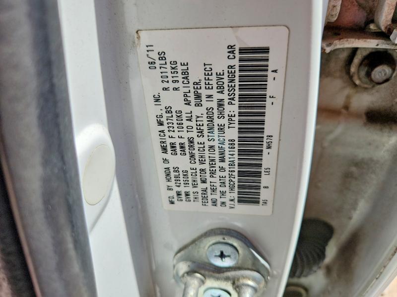 Aukcja sprzedaży 2011 Honda Accord, vin: 1HGCP2F61BA141688, numer aukcji: 61554476
